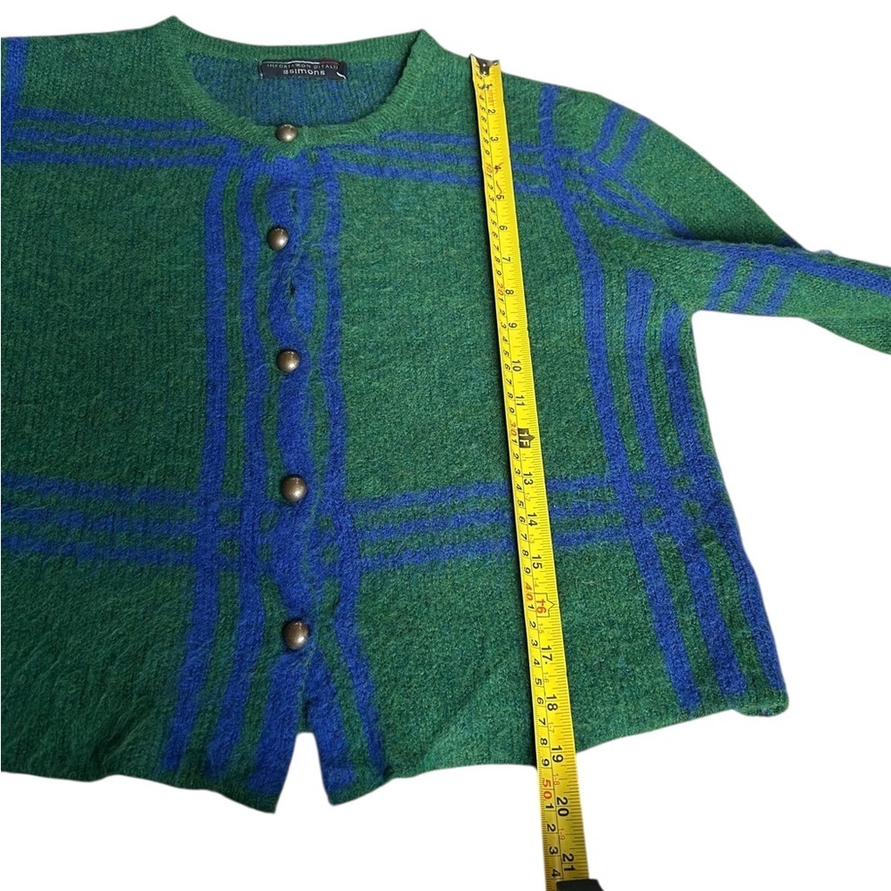 Simons Plaid Knit Button-Up Cardigan – Green & Blue. S/M - Picture 11 of 15